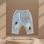 multicoloured embroidered  jean