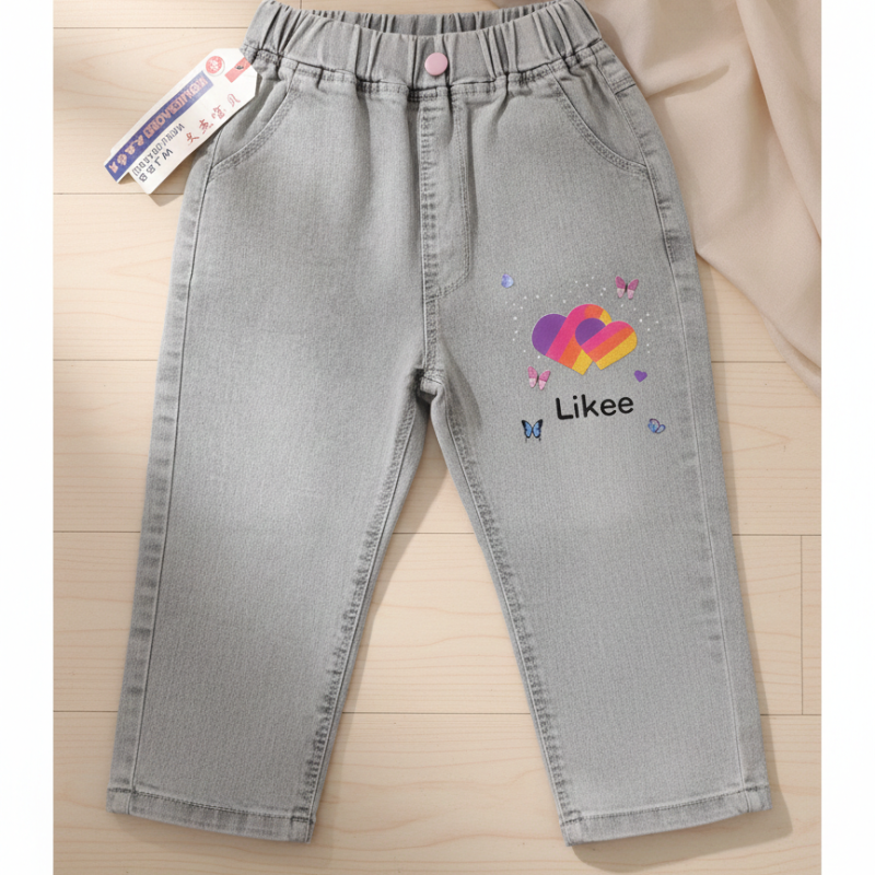s0ft cotton denim with colorful heart logo