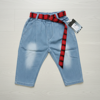 denim with red and black plaid belt 4-5 years