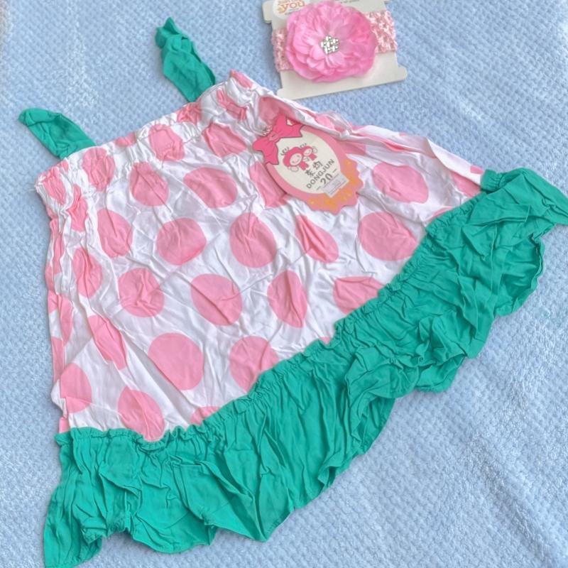 Sleeveless Strap Baby Princess Print Girls Outfit Toddler Girls