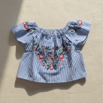 blue and white pinstripes top