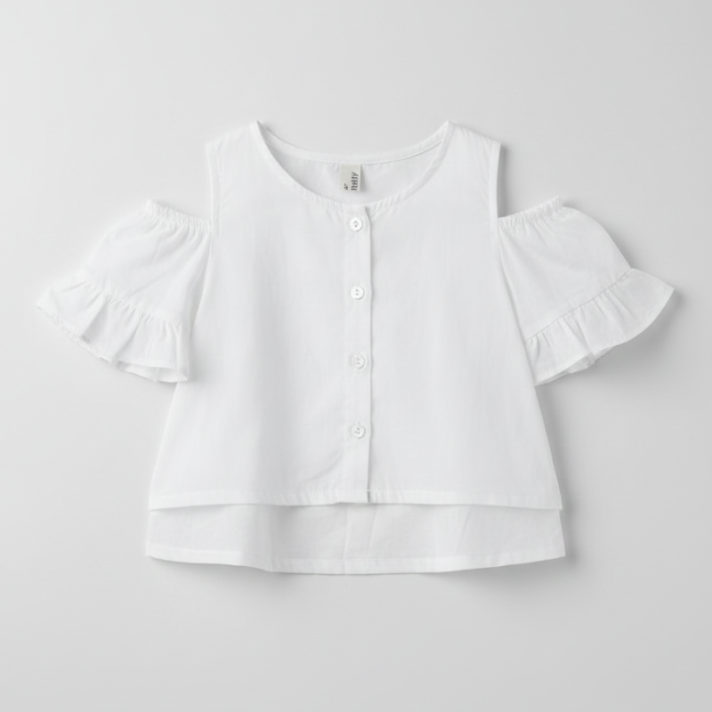 open shoulder white top