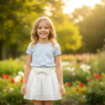 White linen pleated skirt