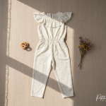 jumpsuit with ruffles by the neck