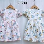 Catpapa kids' girl's puff-sleeve floral dress