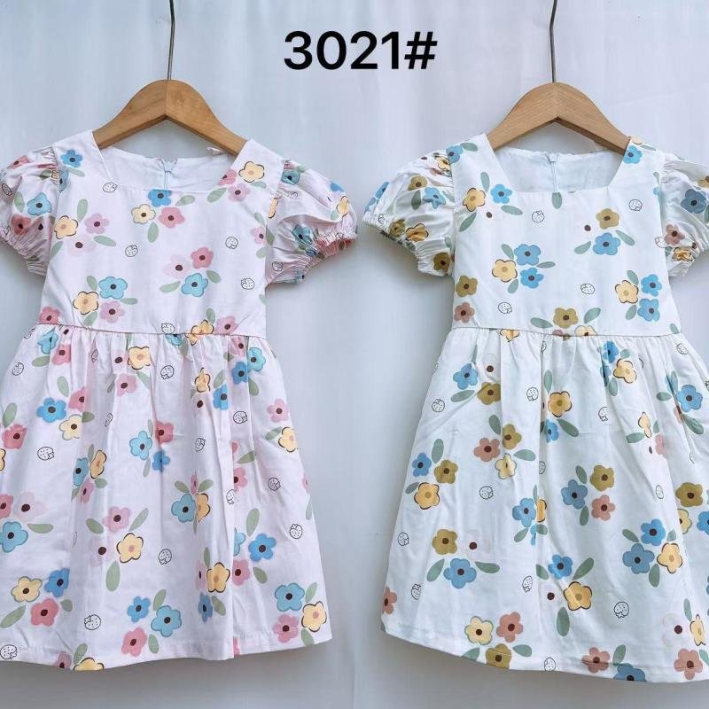 Catpapa kids' girl's puff-sleeve floral dress