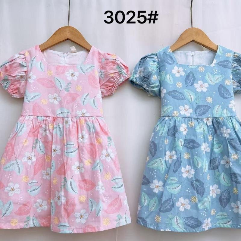 Catpapa kids' girl's puff-sleeve floral dress