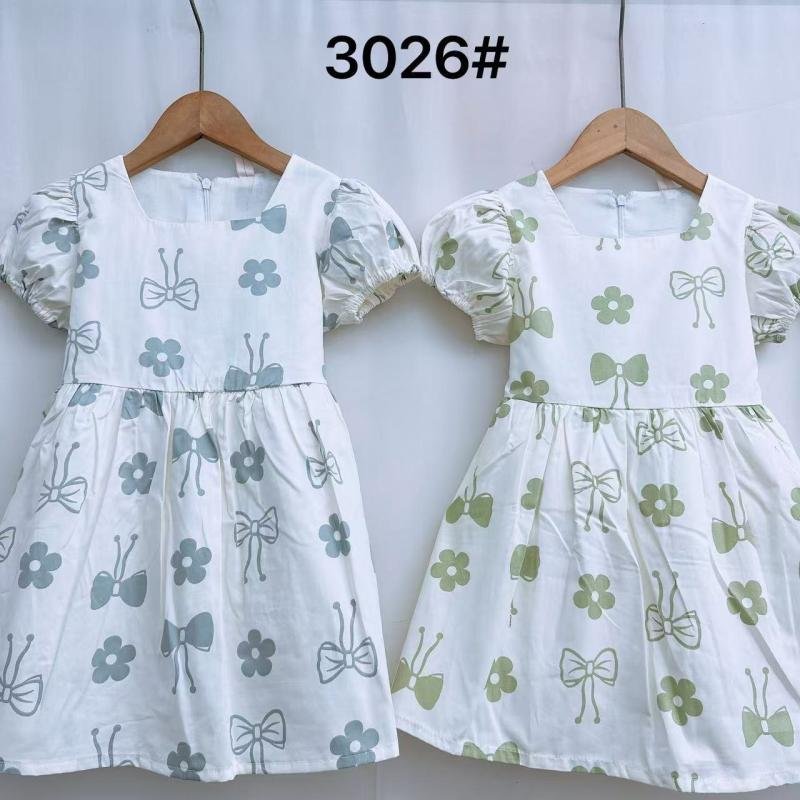 Catpapa kids' girl's puff-sleeve floral dress