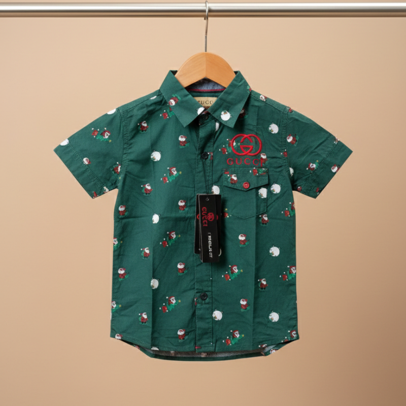 Gucci Button-Front Shirt in green.  002