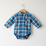 Light blue Baby boy Plaid Button-Front Bodysuit