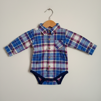 Baby Boy Plaid Button-Front Bodysuit