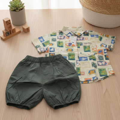 patterned short sleeve and bloomer styled short