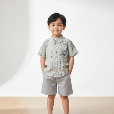 shirt and grey short 3/4 years